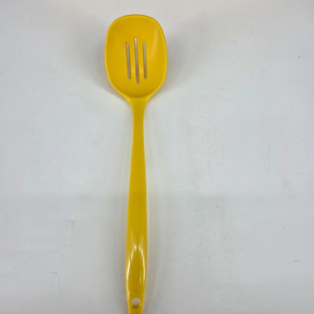 Vintage Yellow Melamine Slotted Spoon TB 606 Kitchen Serving Utensil Taiwan